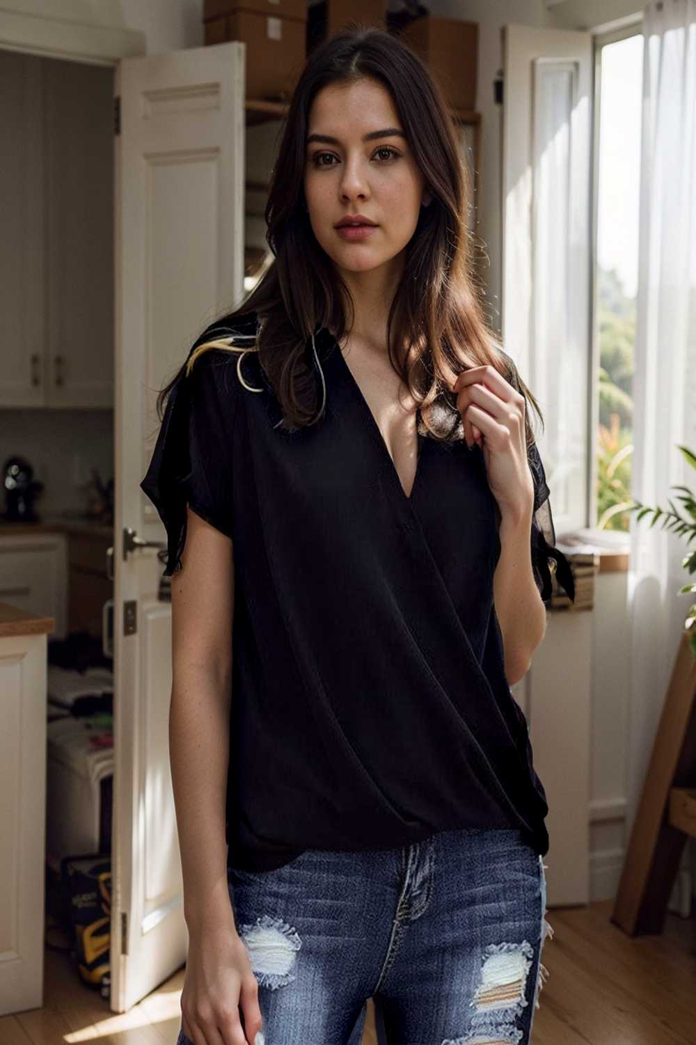 women s blouses loose solid belted long sleeve blouse 111360