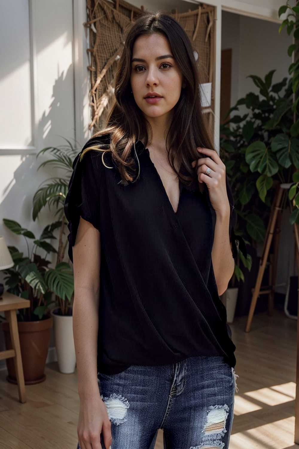 women s blouses loose solid belted long sleeve blouse 111356