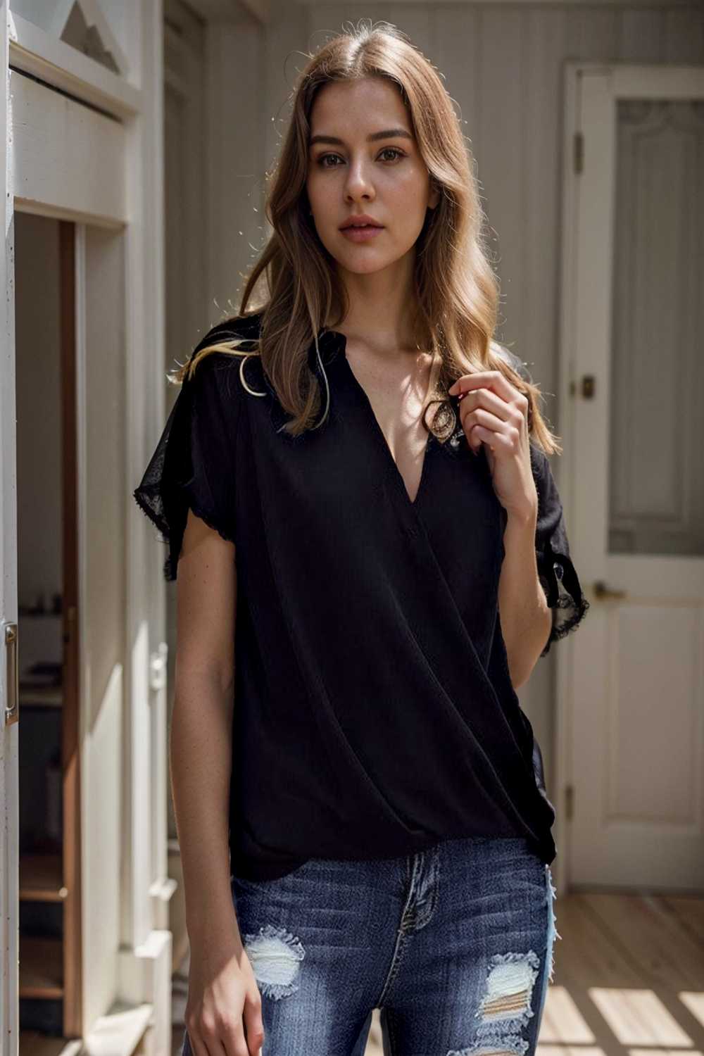 women s blouses loose solid belted long sleeve blouse 111354