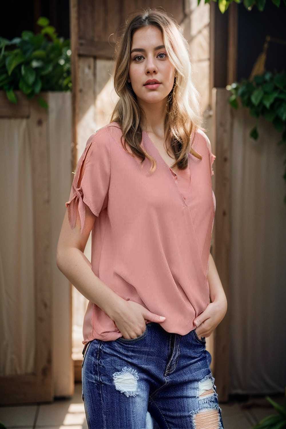 women s blouses loose solid belted long sleeve blouse 111353