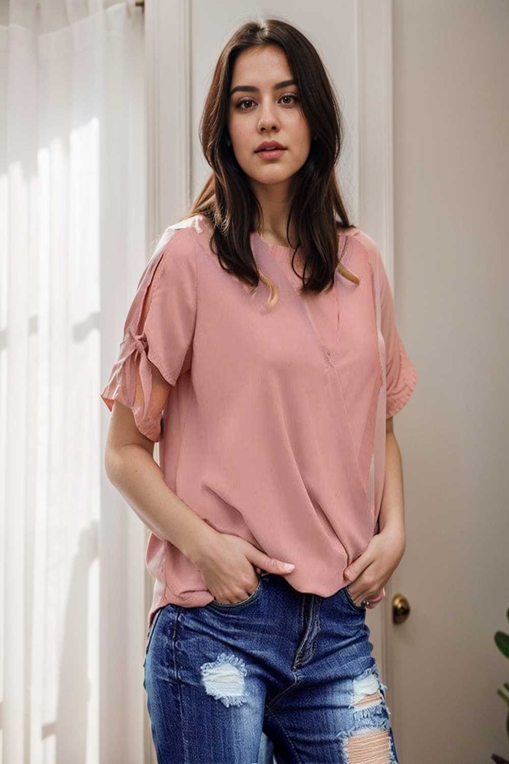 women s blouses loose solid belted long sleeve blouse 111351
