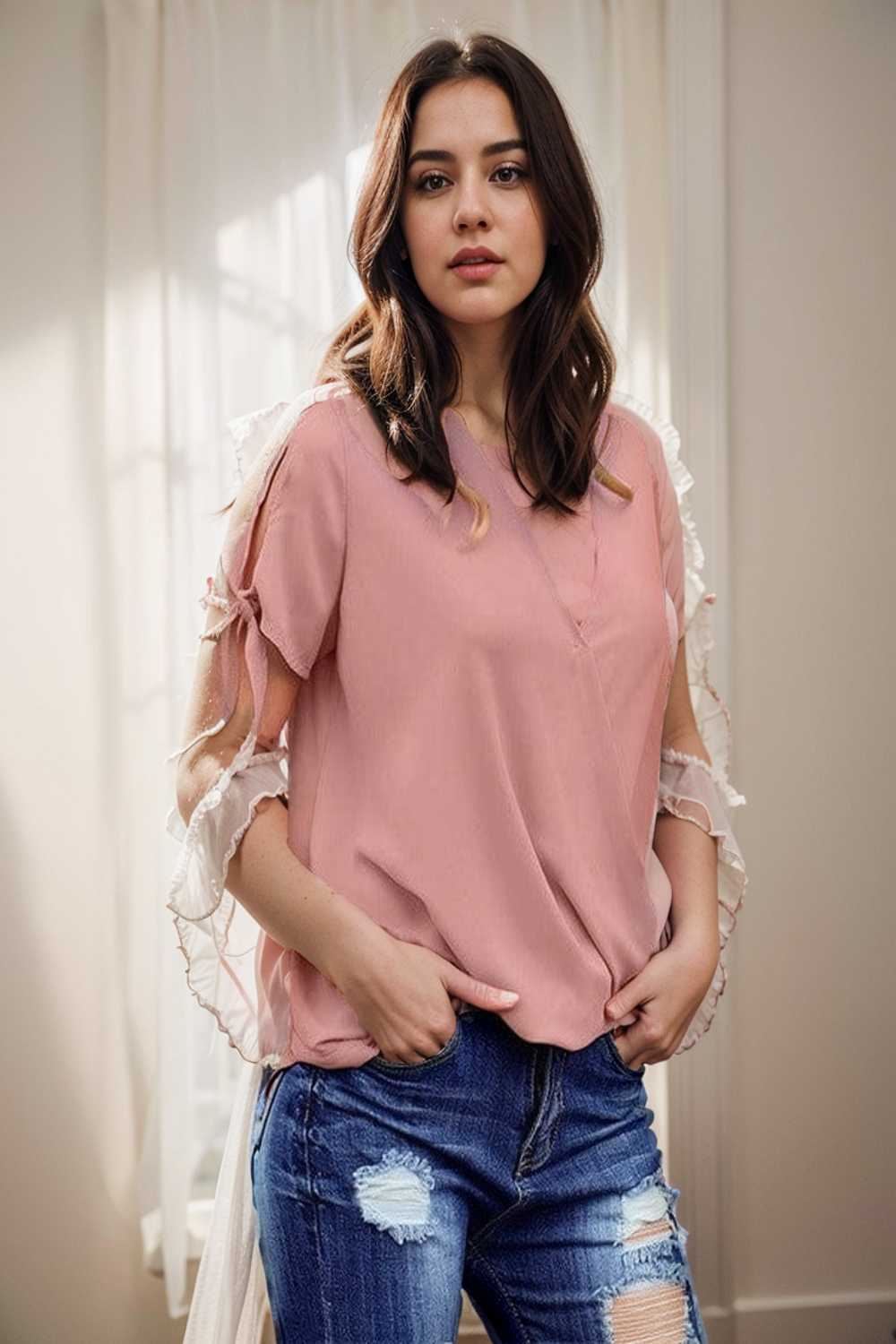 women s blouses loose solid belted long sleeve blouse 111350