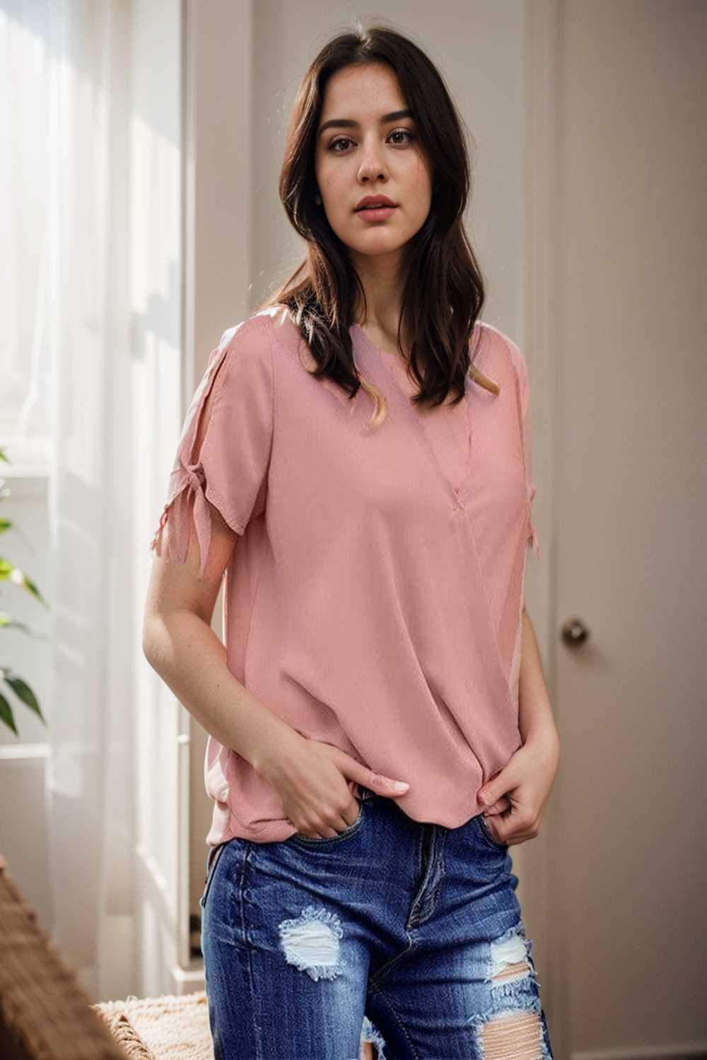 women s blouses loose solid belted long sleeve blouse 111347