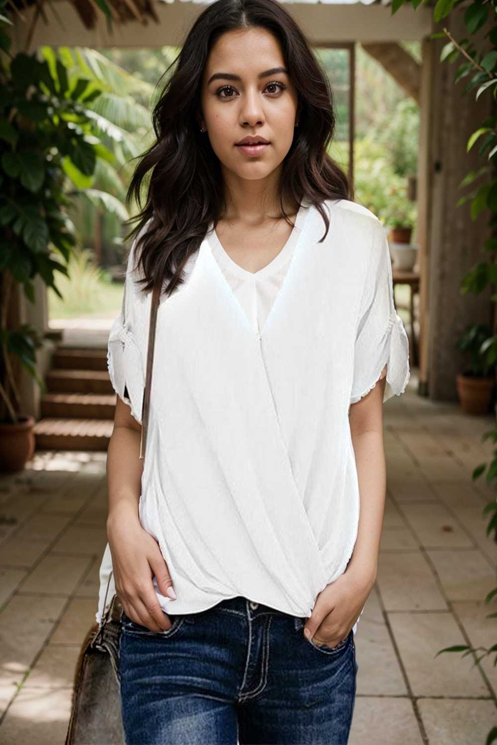 women s blouses loose solid belted long sleeve blouse 110800