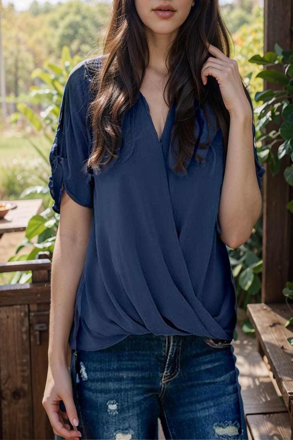 women s blouses loose solid belted long sleeve blouse 110796