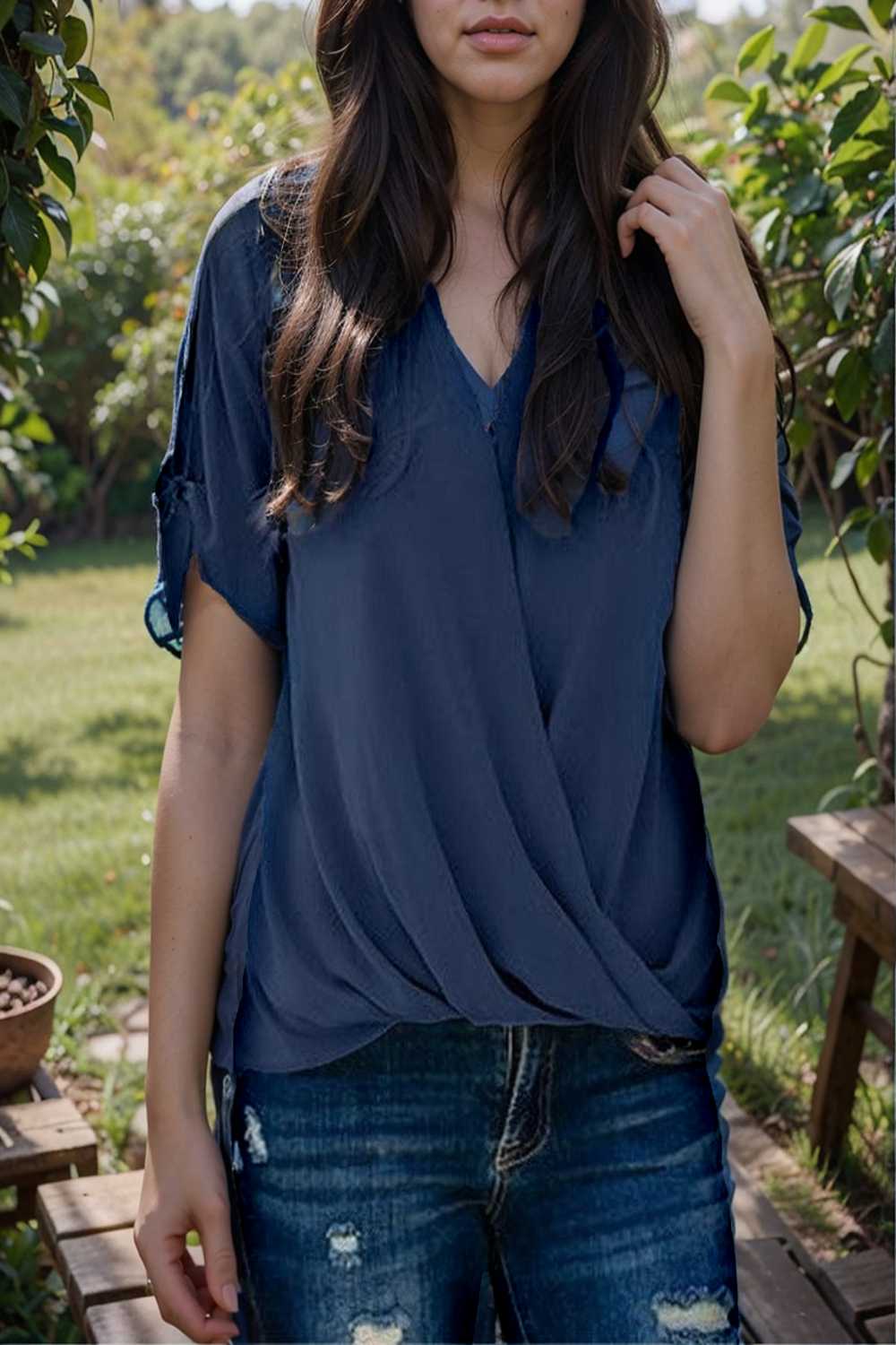 women s blouses loose solid belted long sleeve blouse 109300