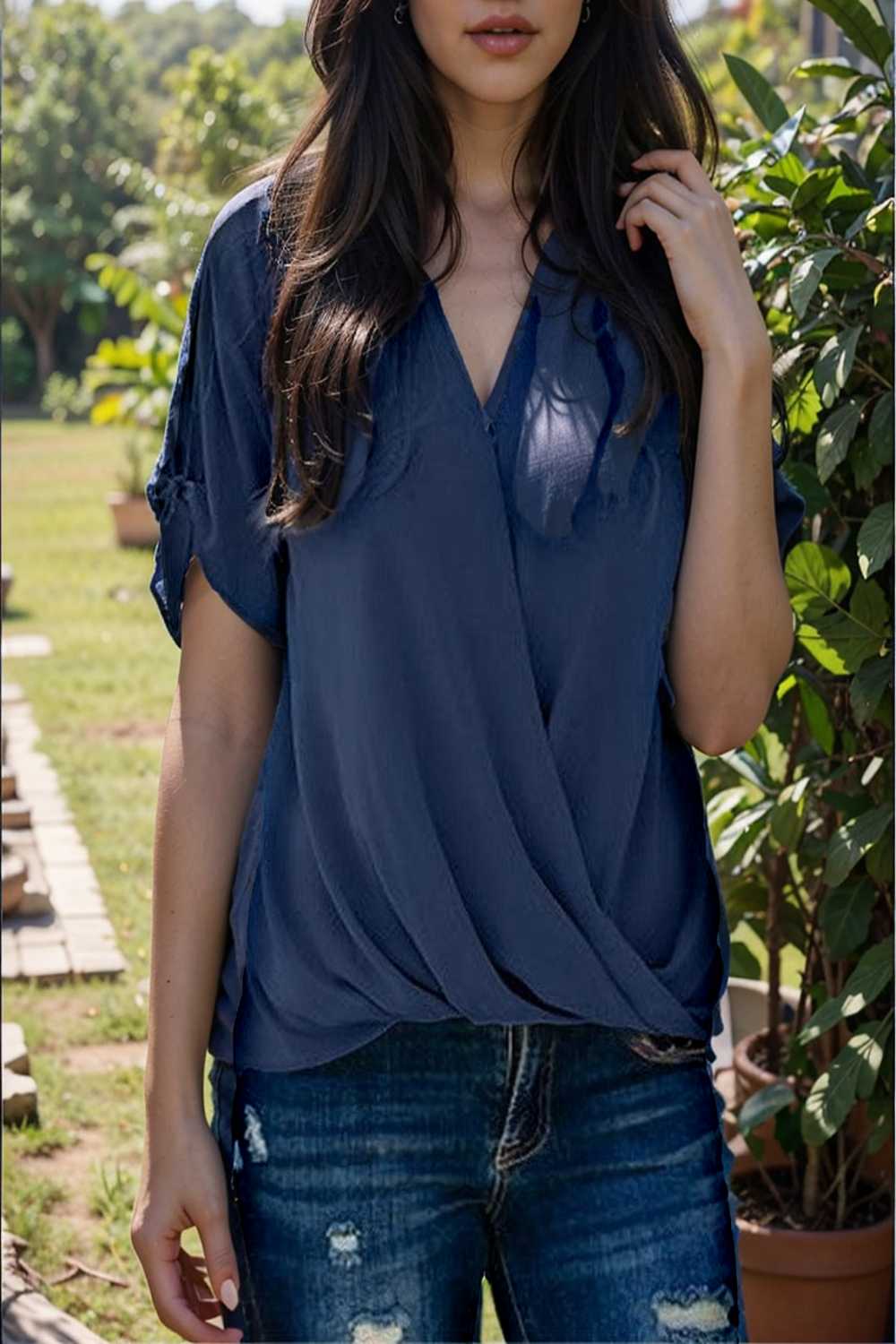women s blouses loose solid belted long sleeve blouse 110790