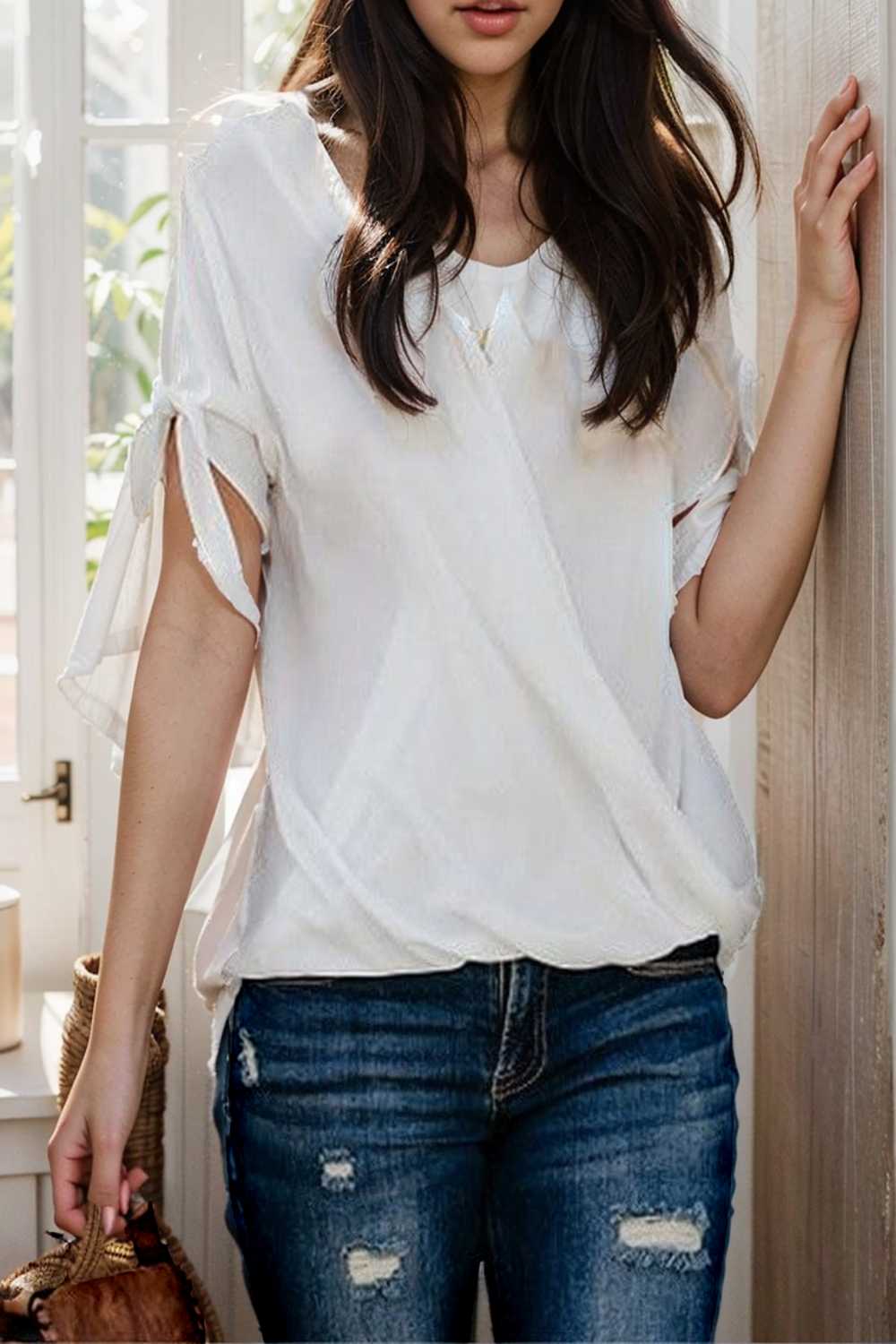women s blouses loose solid belted long sleeve blouse 110750