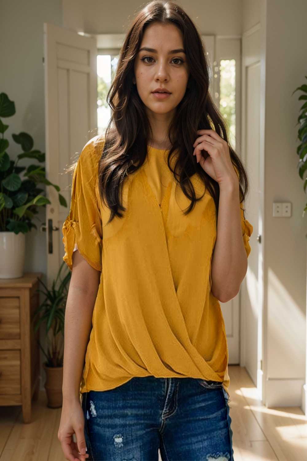 women s blouses loose solid belted long sleeve blouse 109282