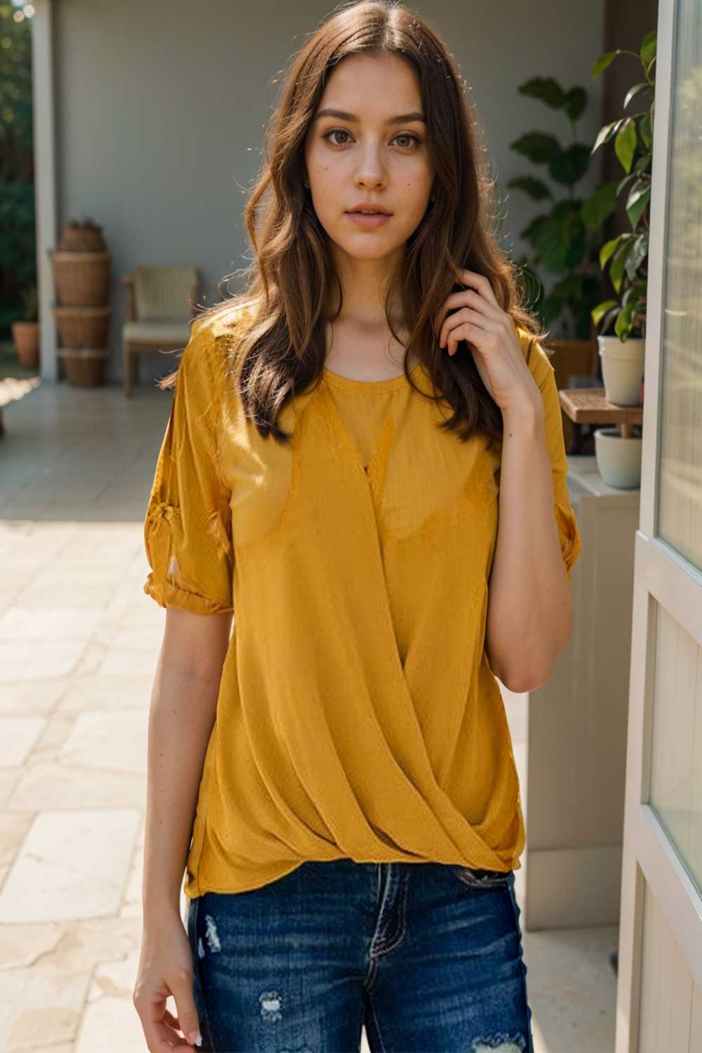 women s blouses loose solid belted long sleeve blouse 109279