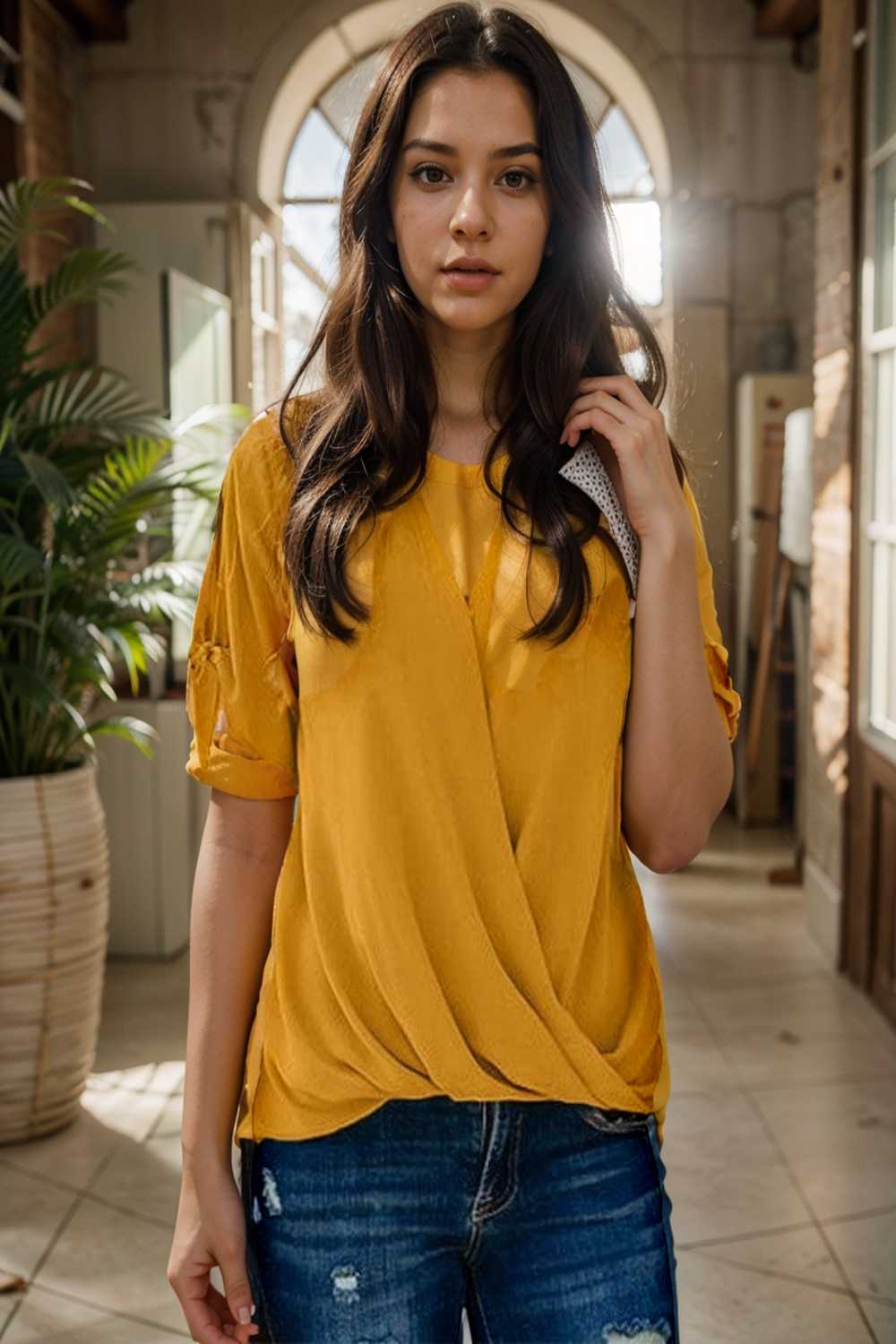 women s blouses loose solid belted long sleeve blouse 109278