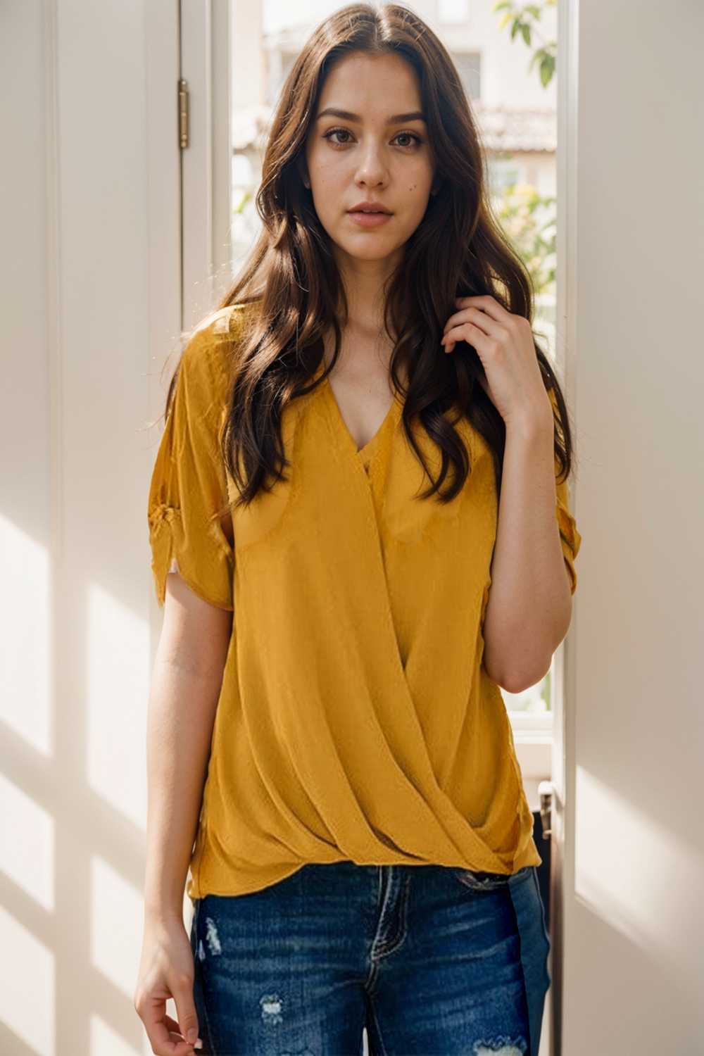 women s blouses loose solid belted long sleeve blouse 109277