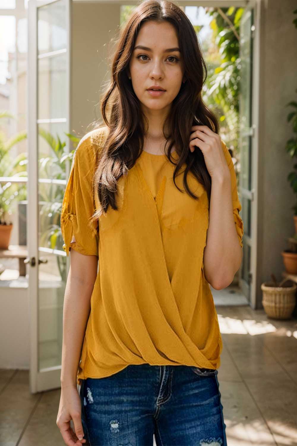 women s blouses loose solid belted long sleeve blouse 109276