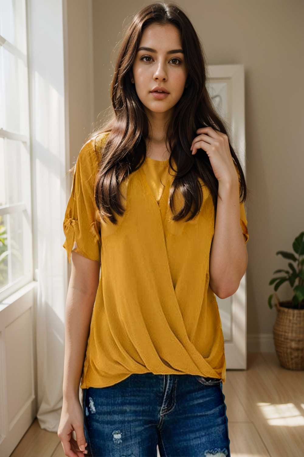 women s blouses loose solid belted long sleeve blouse 110718