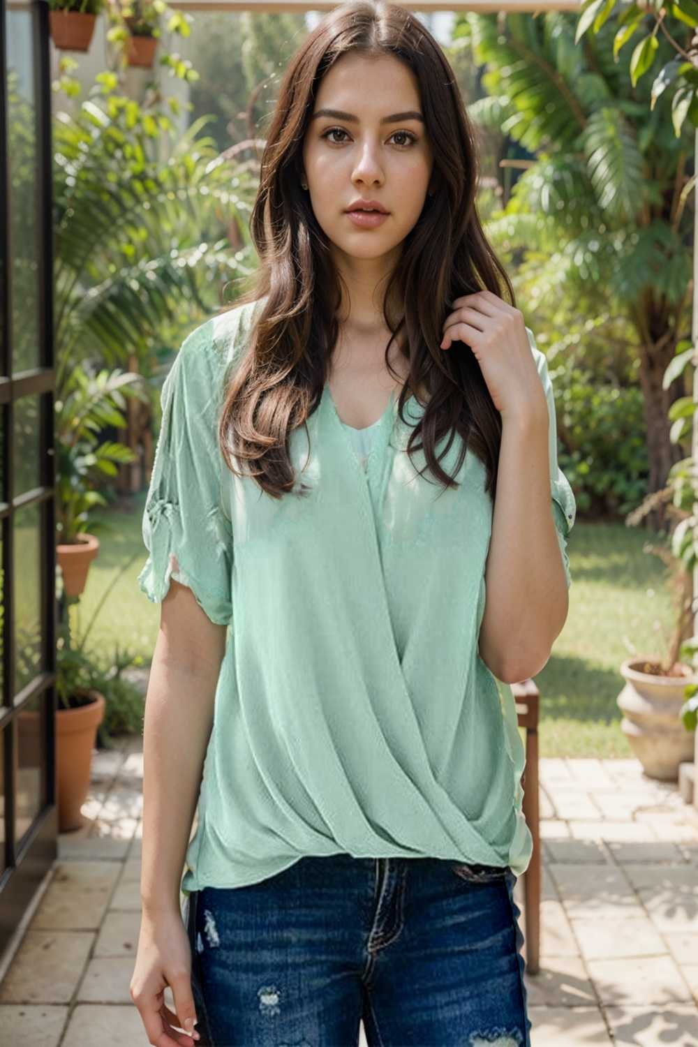 women s blouses loose solid belted long sleeve blouse 110711