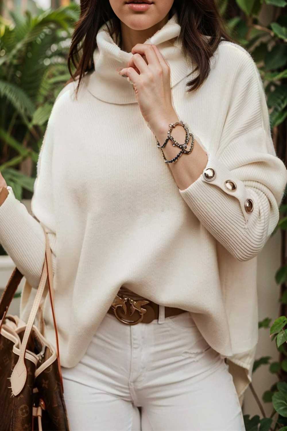 women s sweaters solid high collar button long sleeve sweater 111040