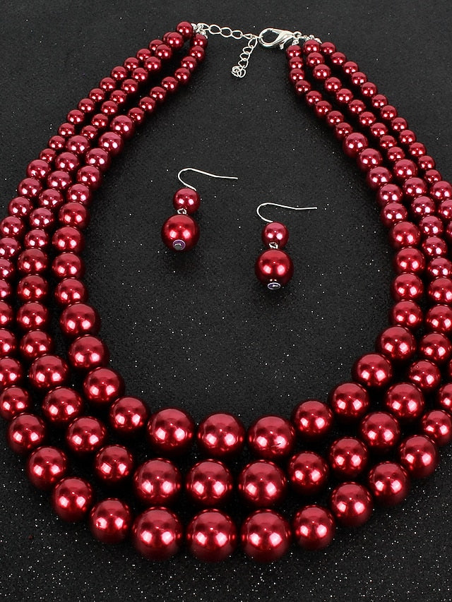 Women's necklace Chic & Modern Party Pure Color Jewelry Sets / Imitation Pearl / White / Red / Purple / Fall - LuckyFash™