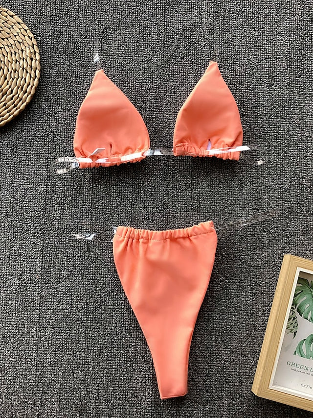 Thong Bikini Clear Straps Cheeky Brazilian Micro Thongs Bikinis Swimsuit for Women Sexy No Tan Line Bathing Suit - LuckyFash™