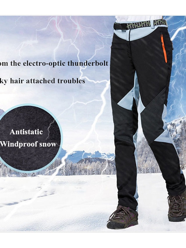 Women's Hiking Pants Trousers Fleece Lined Pants Softshell Pants Winter Outdoor Waterproof Windproof Thermal Warm Elastic Waist Fashion Bottoms Blue Red Skiing Camping Ski / Snowboard - LuckyFash™