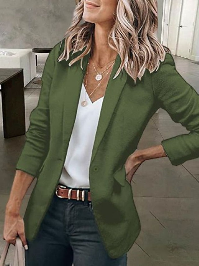 Women's Casual Blazers Clean Fit Open Front Long Sleeve Work Office Jackets Coat claret Dark Grey White Black Blue Traditional / Classic Daily Fall Buttoned Front Turndown Regular Fit S M L XL XXL - LuckyFash™