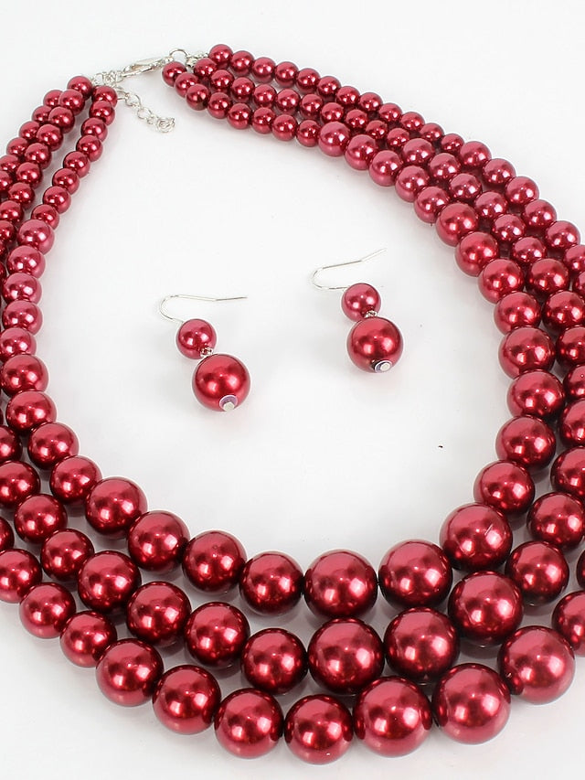 Women's necklace Chic & Modern Party Pure Color Jewelry Sets / Imitation Pearl / White / Red / Purple / Fall - LuckyFash™