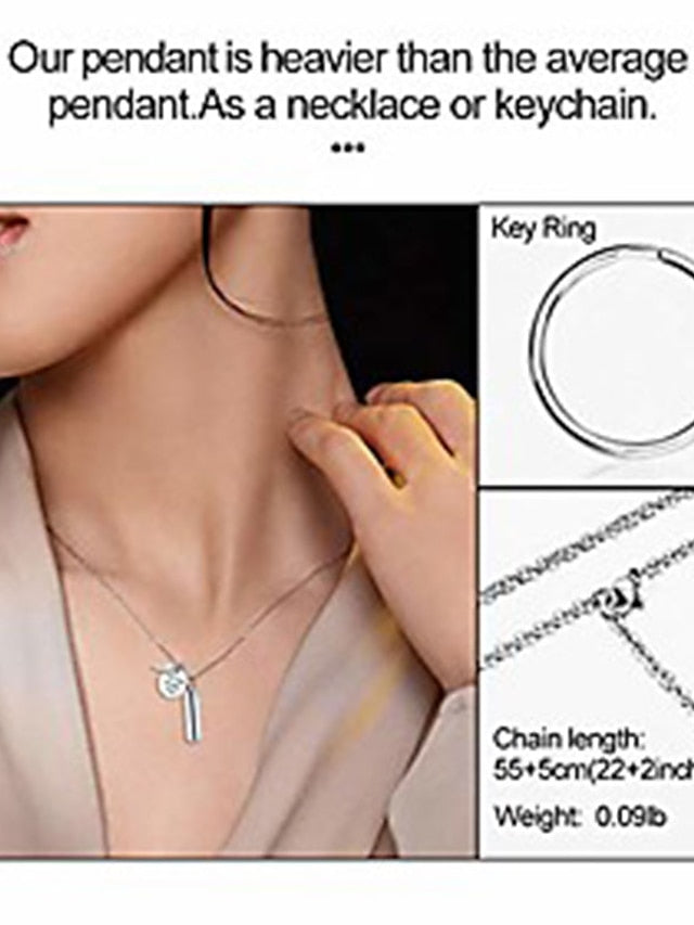 cylinder urn necklace for ashes cremation jewelry/keychain for human pet stainless steel memorial keepsake pendant with angel wing charm ashes jewelry-silver m - LuckyFash™