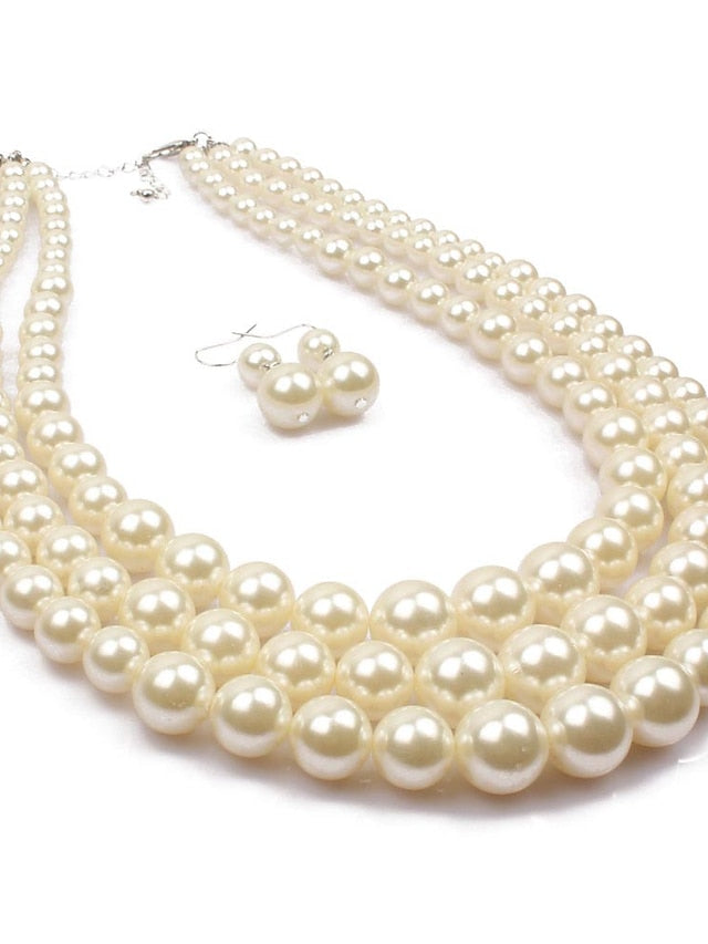 Women's necklace Chic & Modern Party Pure Color Jewelry Sets / Imitation Pearl / White / Red / Purple / Fall - LuckyFash™