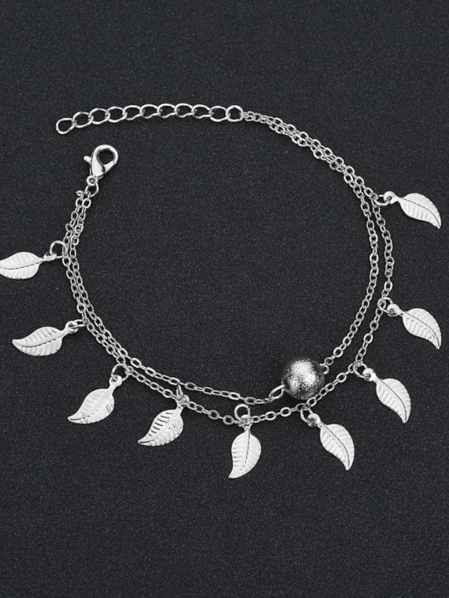 Ankle Bracelet Cute Stylish Women's Body Jewelry For Holiday Beach Classic Alloy Ginkgo Silver Gold 1PC - LuckyFash™