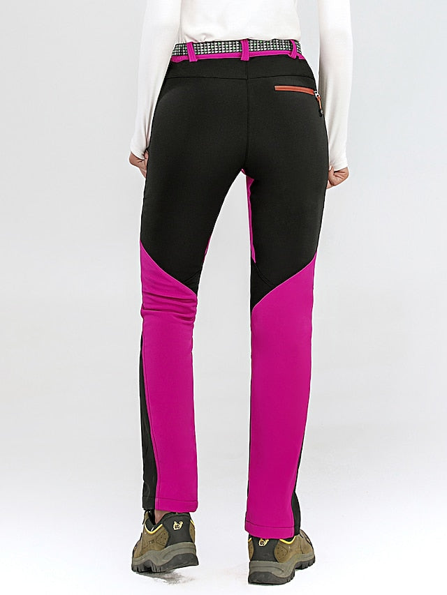 Women's Hiking Pants Trousers Fleece Lined Pants Softshell Pants Winter Outdoor Waterproof Windproof Thermal Warm Elastic Waist Fashion Bottoms Blue Red Skiing Camping Ski / Snowboard - LuckyFash™
