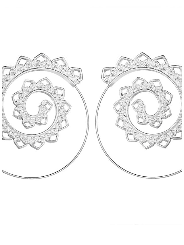Hoop Earrings For Women's Christmas Party Wedding Alloy filigree Wave - LuckyFash™