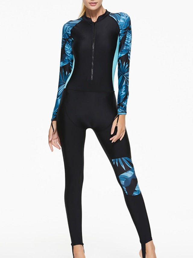 SBART Women's Rash Guard Dive Skin Suit Bathing Suit Swimsuit UV Sun Protection UPF50+ Breathable Long Sleeve Full Body Front Zip - Swimming Diving Surfing Snorkeling Patchwork Summer / Quick Dry - LuckyFash™