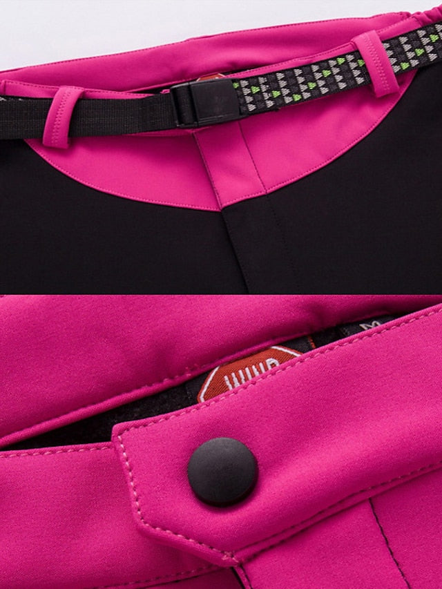 Women's Hiking Pants Trousers Fleece Lined Pants Softshell Pants Winter Outdoor Waterproof Windproof Thermal Warm Elastic Waist Fashion Bottoms Blue Red Skiing Camping Ski / Snowboard - LuckyFash™