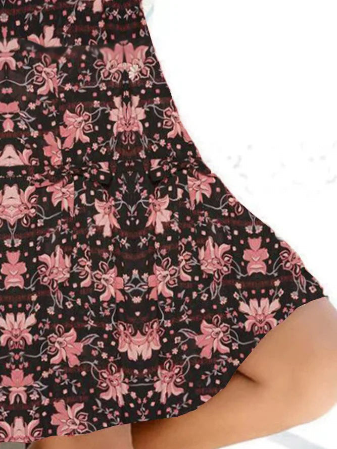 Casual Printed V-neck Short-sleeved Dress - LuckyFash™