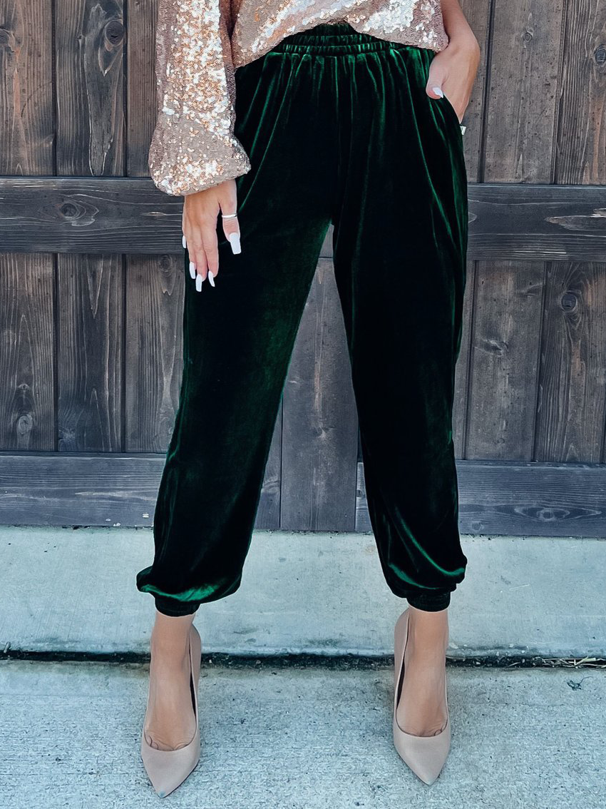 Pants Solid Velvet Straight-leg Pants - LuckyFash™