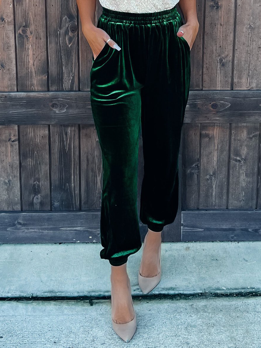 Pants Solid Velvet Straight-leg Pants - LuckyFash™