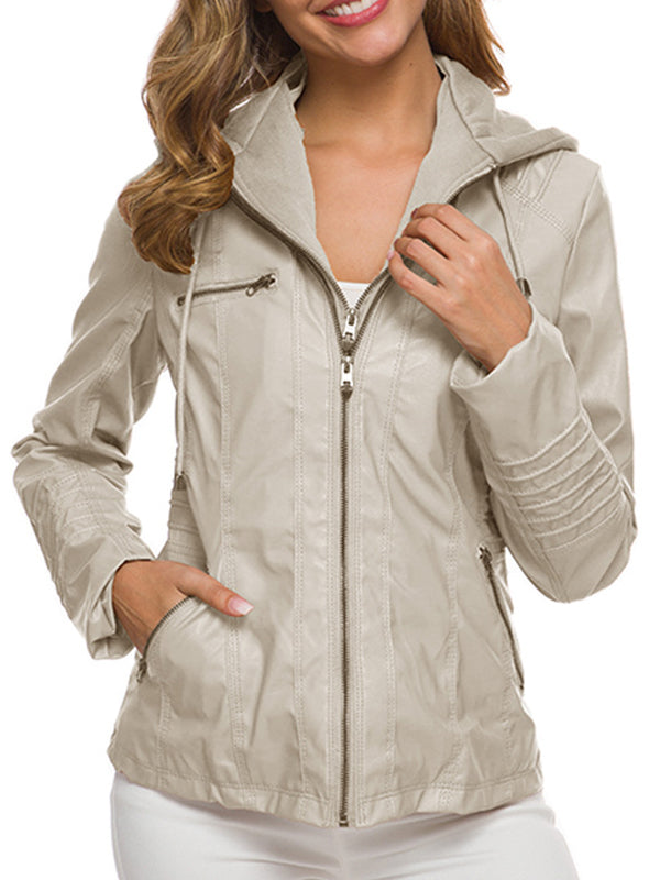 Women's Jackets Detachable Hooded PU Leather Jacket - LuckyFash™