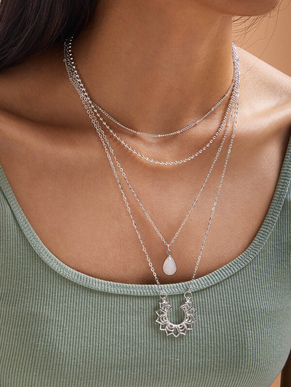 2pcs Waterdrop & Flower Pendant Necklace - LuckyFash™