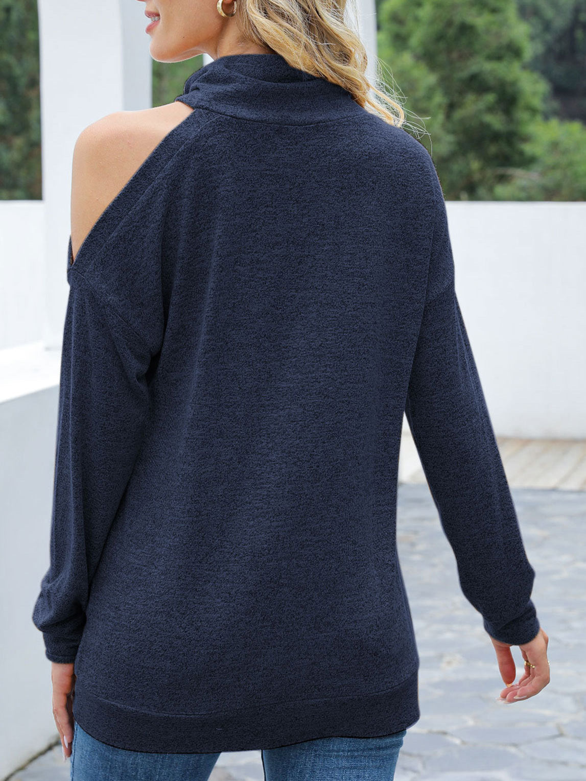Women's Sweaters Solid Long Sleeve Off Shoulder High-Neck Sweater - LuckyFash™