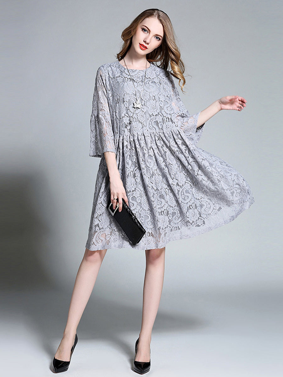 Dresses Temperament Lace Loose Midi Dress - LuckyFash™