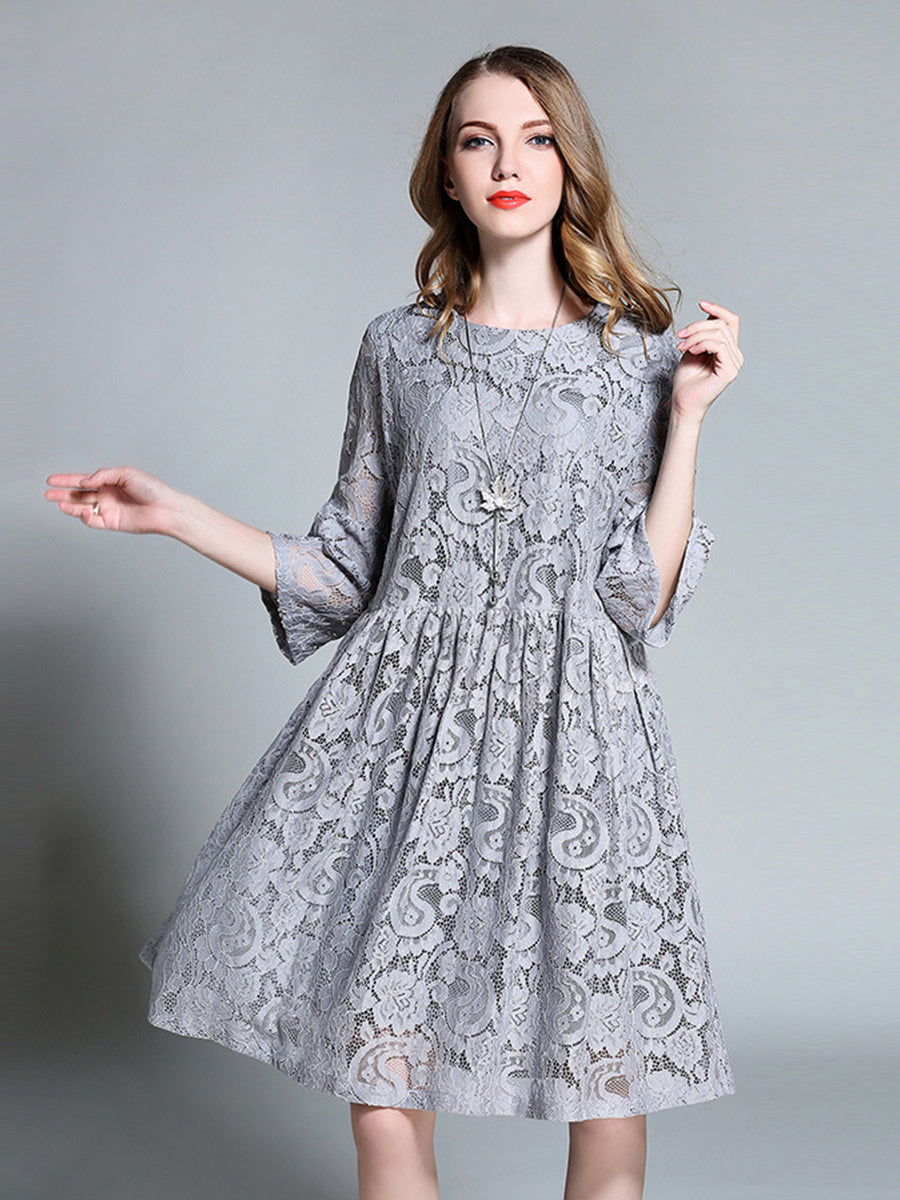 Dresses Temperament Lace Loose Midi Dress - LuckyFash™