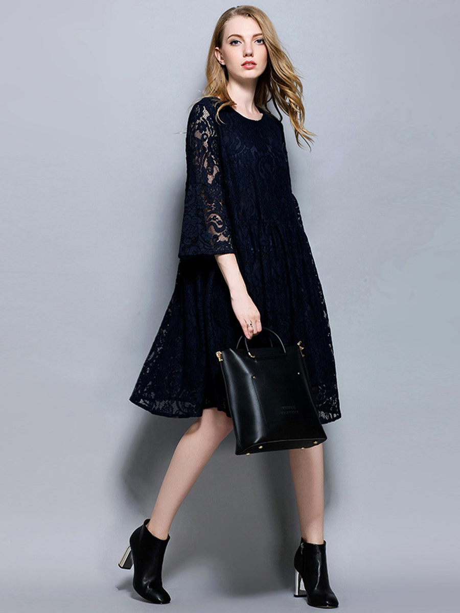 Dresses Temperament Lace Loose Midi Dress - LuckyFash™