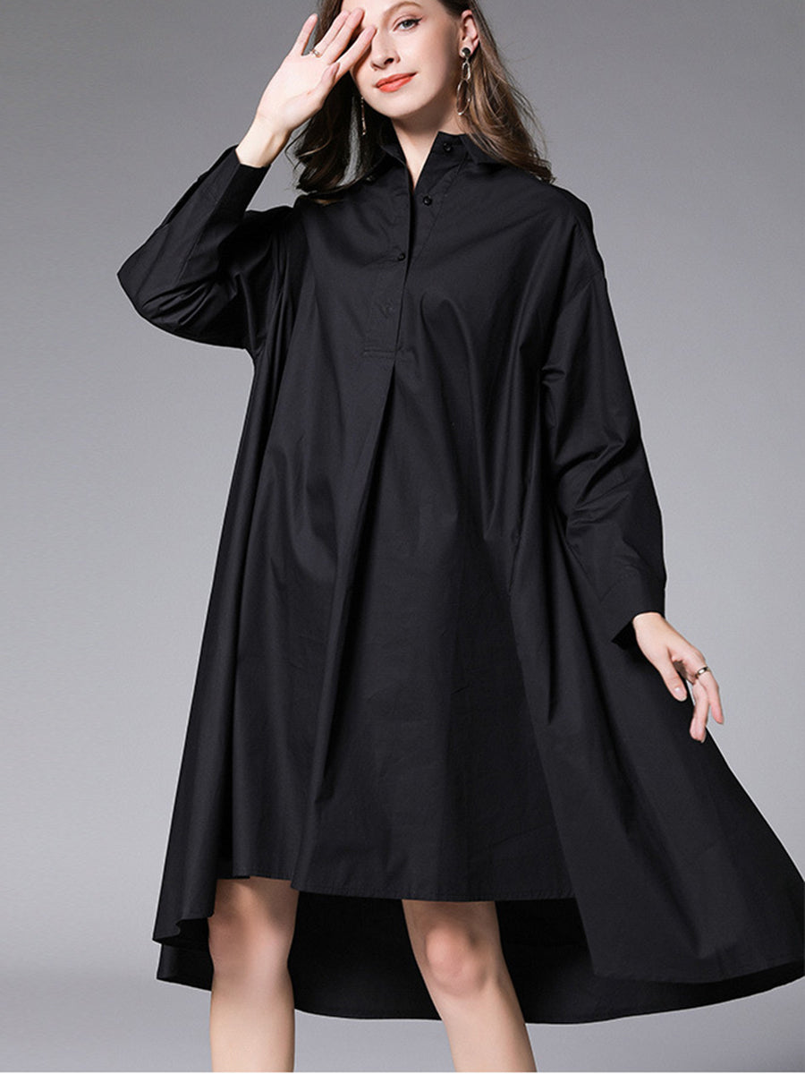 Women’s Dresses Plus Size Loose Lapel Collar Long Sleeve Mini Dress - LuckyFash™