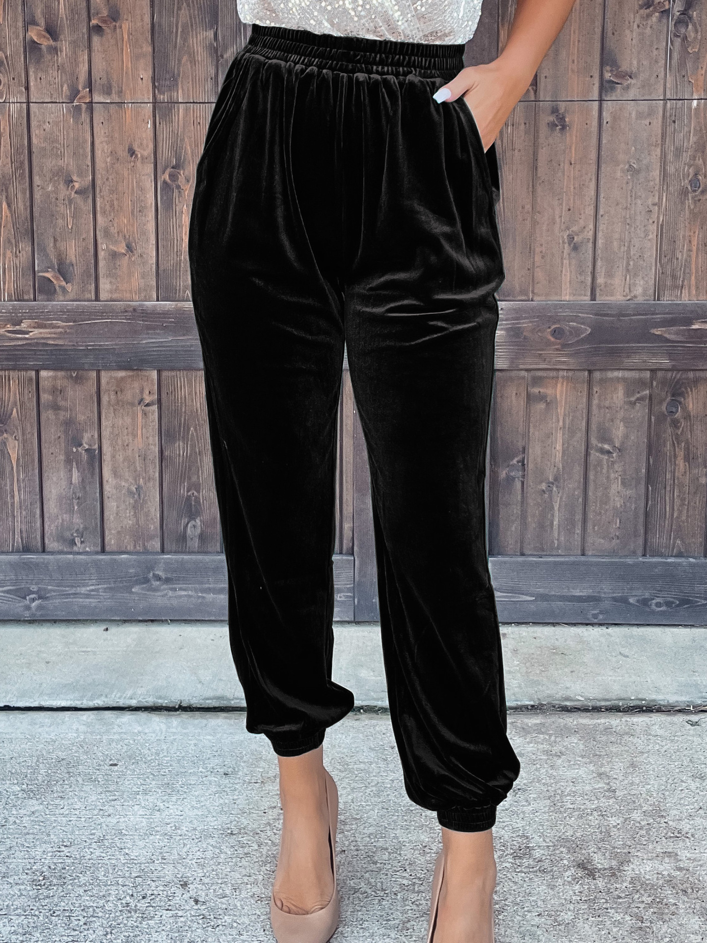 Pants Solid Velvet Straight-leg Pants - LuckyFash™