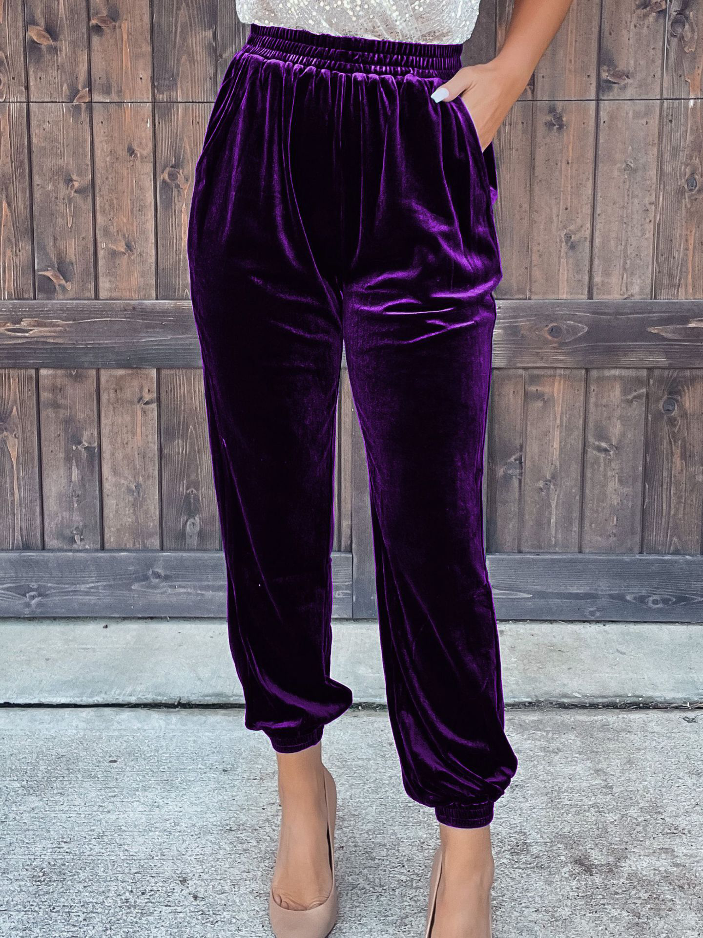 Pants Solid Velvet Straight-leg Pants - LuckyFash™