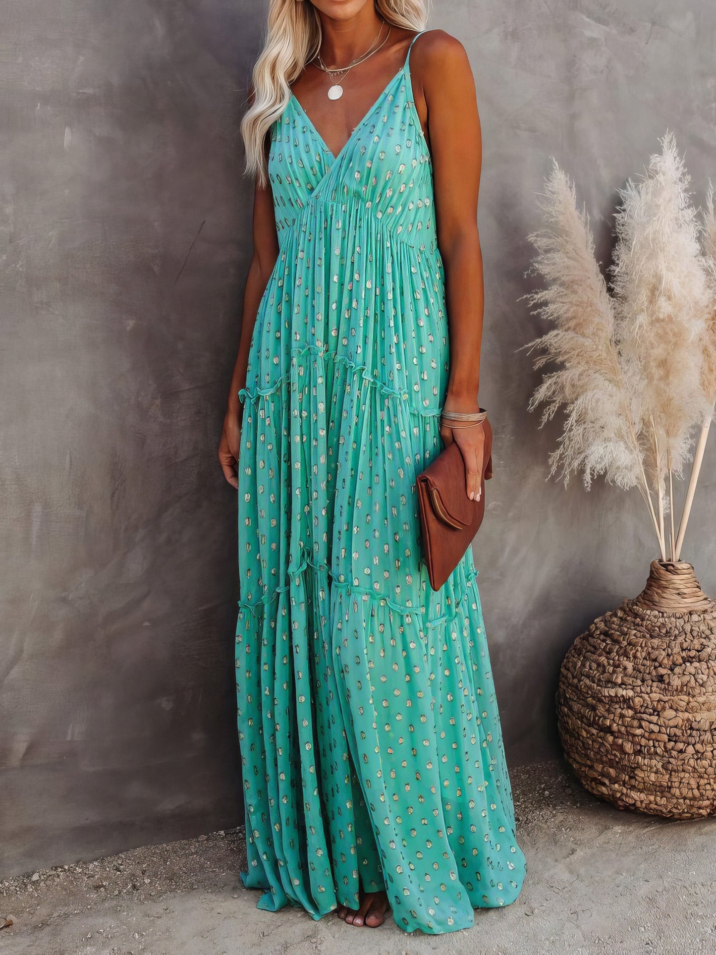 Dresses Leopard Dot Sling V-Neck Sleeveless Dress - LuckyFash™