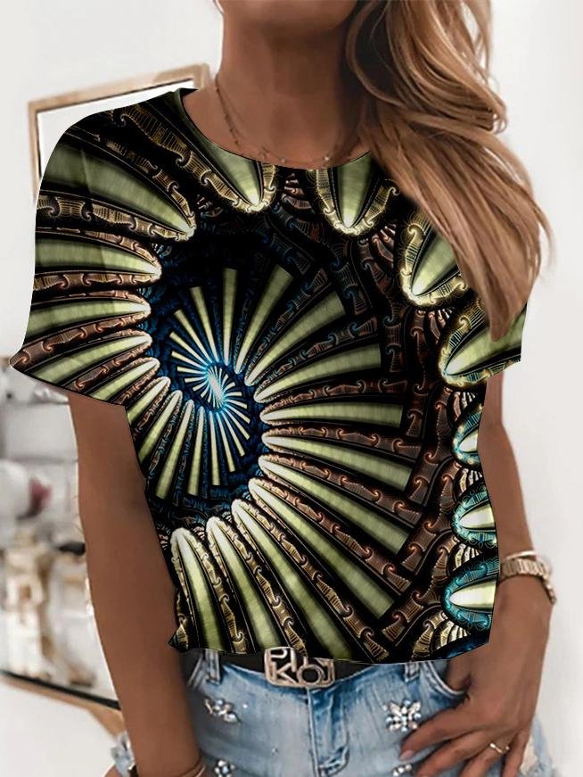 Architectural Printing Round Neck T-shirt - LuckyFash™