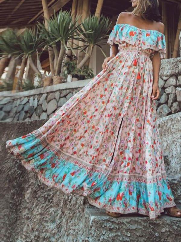 Bohemian Short-sleeved Print Dress - LuckyFash™