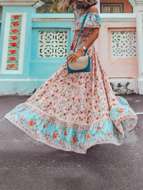 Bohemian Short-sleeved Print Dress - LuckyFash™