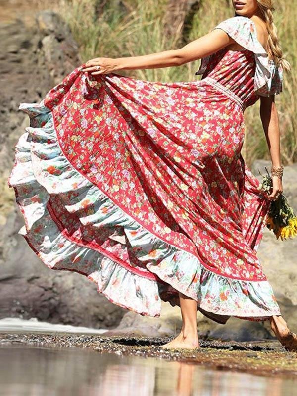 Bohemian Short-sleeved Print Dress - LuckyFash™
