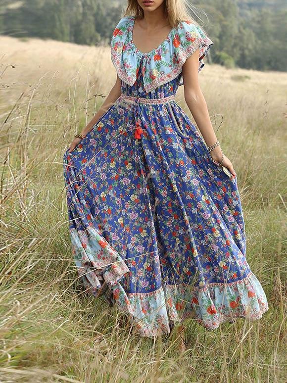 Bohemian Short-sleeved Print Dress - LuckyFash™